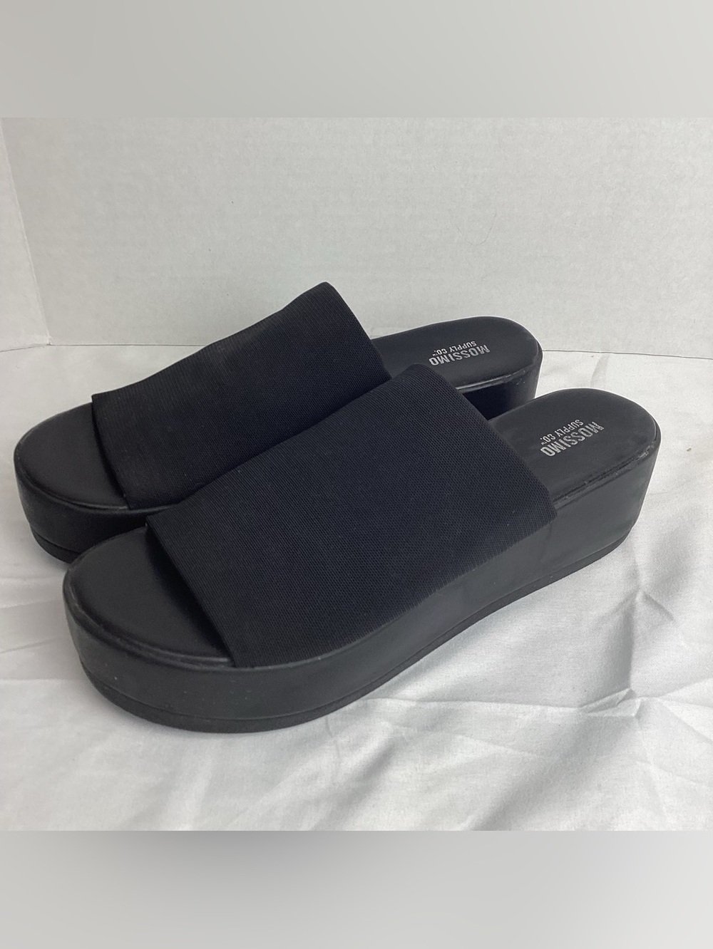 Mossimo Supply Co. Black Wide Strap Platform Slide Sandals